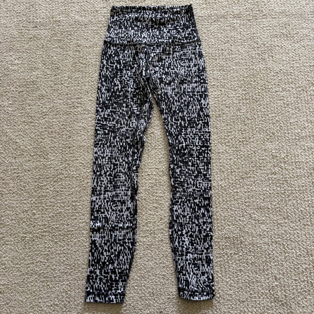 Lululemon Leggings Wunder Under Womens Multicolor Geometric Elastic Waist Size 2